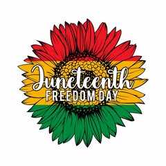 Juneteenth Flag Sunflower - Juneteenth Black Freedom Flag design background design illustration
