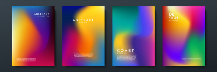 Blurred backgrounds set with modern abstract blurred color gradient patterns. Smooth templates collection for brochures, posters, banners, flyers and cards. Vector illustration.