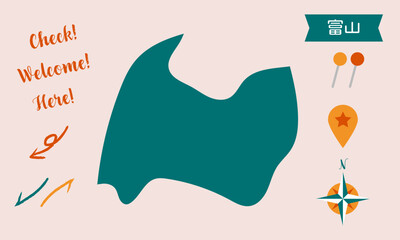 富山の地図　ピンと矢印