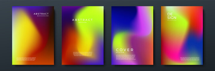 Fototapeta premium Set of abstract soft blurred gradients background graphic design template for brochure, banner, wallpaper, mobile screen, annual report.