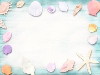 貝殻と砂のコピースペース　夏背景素材