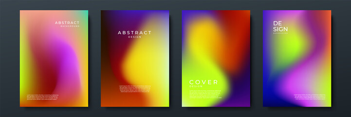 Fototapeta premium Set of abstract soft blurred gradients background graphic design template for brochure, banner, wallpaper, mobile screen, annual report.