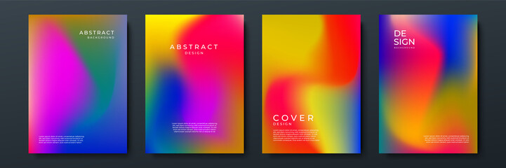 Blurred backgrounds set with modern abstract blurred color gradient patterns. Templates collection for brochures, posters, banners, flyers and cards. Vector illustration.