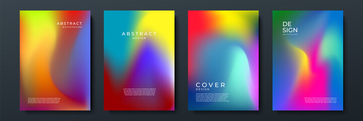 Blurred backgrounds set with modern abstract blurred color gradient patterns. Smooth templates collection for brochures, posters, banners, flyers and cards. Vector illustration.