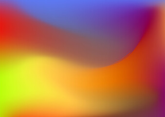 Blurred background with modern abstract blurred violet blue pink purple green and orange gradient. Smooth template for your graphic design. Vector illustration.