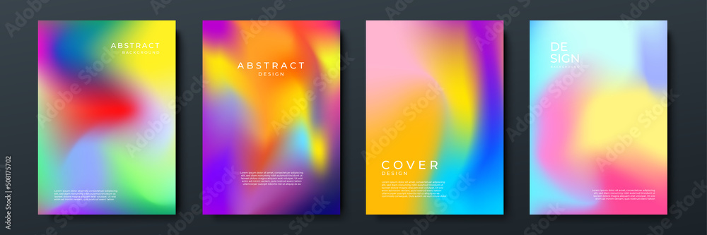 Aufkleber Blurred backgrounds set with modern abstract blurred color gradient patterns. Smooth templates collection for brochures, posters, banners, flyers and cards. Vector illustration.