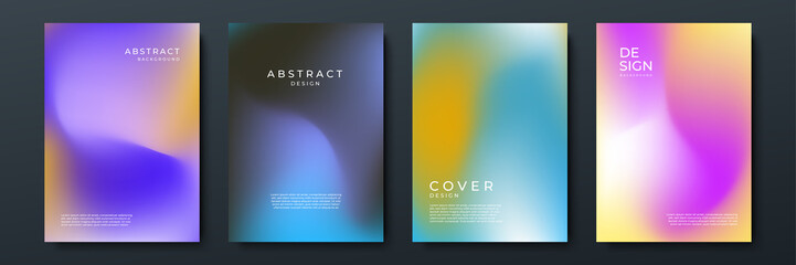 Fototapeta premium Blurred backgrounds set with modern abstract blurred color gradient patterns. Smooth templates collection for brochures, posters, banners, flyers and cards. Vector illustration.