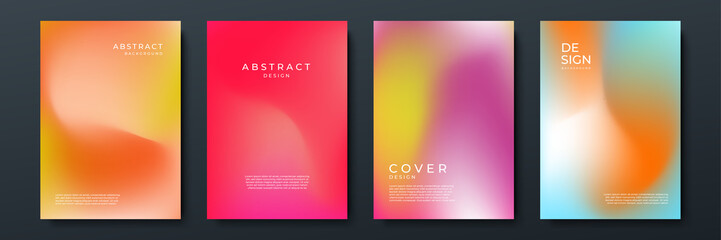Fototapeta premium Blurred backgrounds set with modern abstract blurred color gradient patterns. Smooth templates collection for brochures, posters, banners, flyers and cards. Vector illustration.