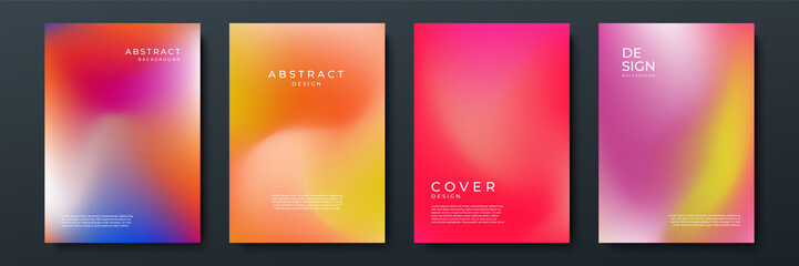 Blurred backgrounds set with modern abstract blurred color gradient patterns. Smooth templates collection for brochures, posters, banners, flyers and cards. Vector illustration.