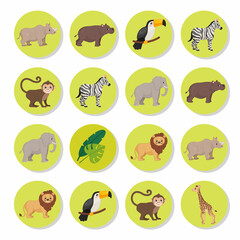 Memory game for preschool children, vector cards with african animals. Find two identical picture. Kids activity page for book. 