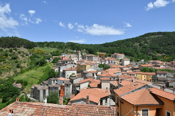 Fototapeta na wymiar The landscape around Sasso di Castalda, a village in the mountains of Basilicata, Italy.