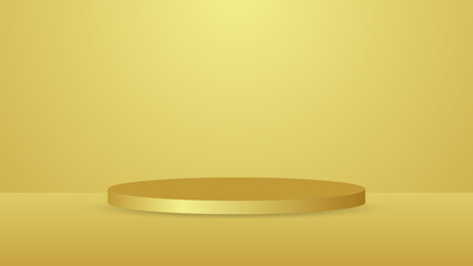 blank golden podium for luxury product display advertising on studio lighting background