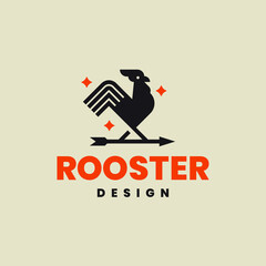 Rooster arrow weathervane modern logo vector icon illustration.