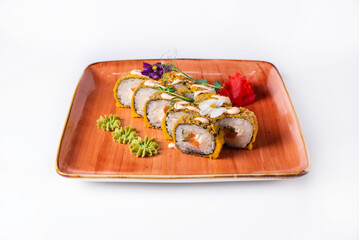 Sushi menu. Japanese food. Sushi rolls on a white background