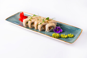 Sushi menu. Japanese food. Sushi rolls on a white background