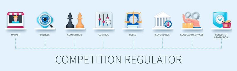 Competition regulator vector infographics in 3d style - obrazy, fototapety, plakaty