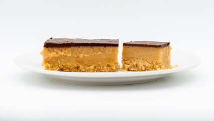 Closeup photo of a gourmet caramel slice sweet treat