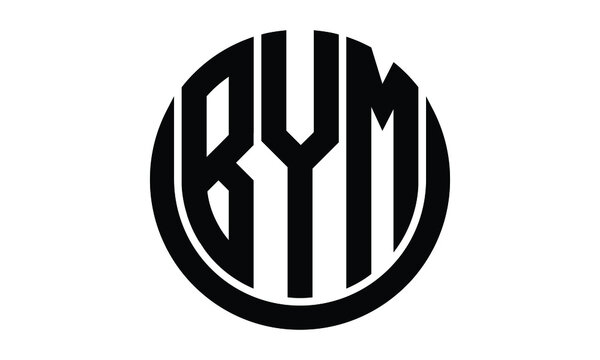 BYM shield with round shape logo design vector template | monogram logo | abstract logo | wordmark logo | lettermark logo | business logo | brand logo | flat logo.