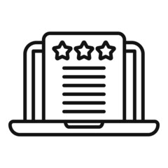 Laptop review icon outline vector. Credibility trust