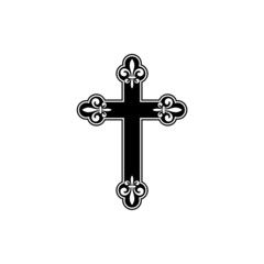 Antique cross fleur de lis icon isolated on white background © sljubisa