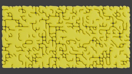 Yellow flat brain texture. Abstract yellow texture. 3d illustration