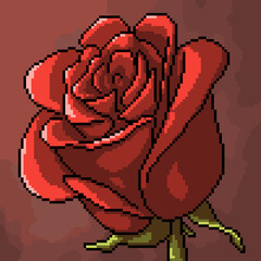 pixel art artistic blooming flower rose