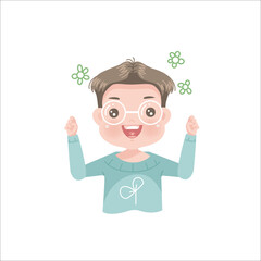 Positive expressions of feelings and gestures of little boy