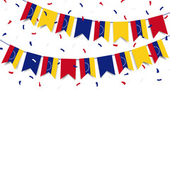 Fototapeta premium Vector Illustration of Venezuela Independence Day. Garland with the flag of Venezuela on a white background. 