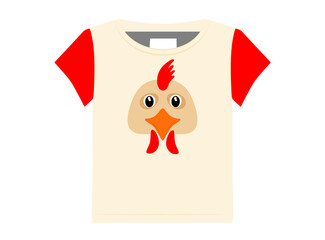 Cute chicken cartoon t-shirt design for children, vector illustration
