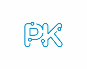 Abstract Letters PK Logo Design Template 001 - obrazy, fototapety, plakaty