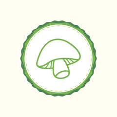 Eco and Ecology Thematic Template with Mushroom for Logo, Sticker, Print, Card, Eco Bag and Garment.