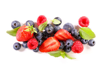 assorted of fresh berries fruits on white background