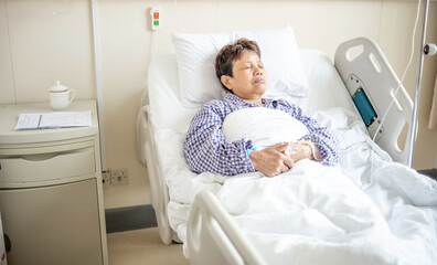 patient resting in hospital bed