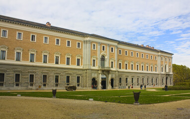 Facade of the Archaeological Museum (Galleria Sabauda) in Turin at Palazzo Reale (The Royal Palace) in Turin