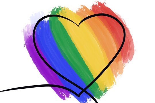 Rainbow heart drawing, LGBT pride month, Concept LGBTQ love symbol, White background
