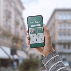 Real estate app on smartphone