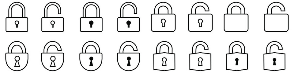 lock vector icon set. open or closed illustration sign collection. door symbol. unlock logo.
