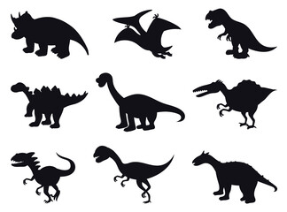  Silhouettes premium vector template cartoon dinosaurs