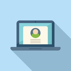 Laptop online hire icon flat vector. Job search