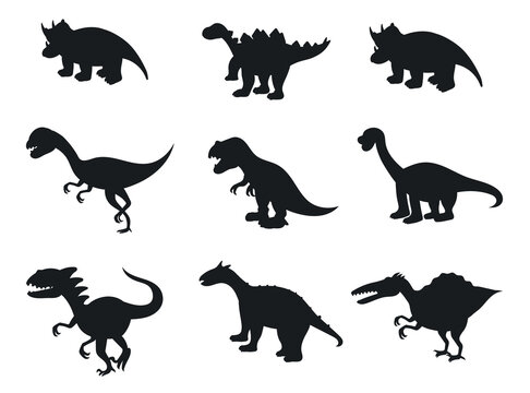 One Of A Kind Dinosaurs Silhouettes Premium Vector Template