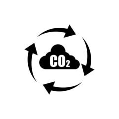 CO2 emissions icon. Carbon dioxide pollution sign isolated on white background