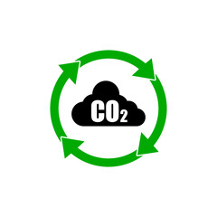 CO2 emissions icon. Carbon dioxide pollution sign isolated on white background