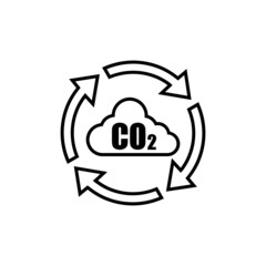 CO2 emissions icon. Carbon dioxide pollution sign isolated on white background
