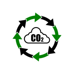 CO2 emissions icon. Carbon dioxide pollution sign isolated on white background