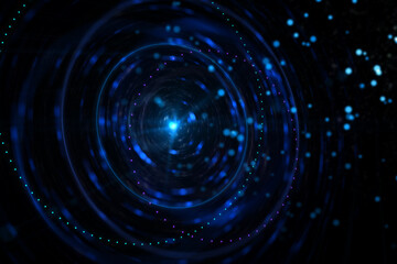 Creative digital circle dark space black hole background. 3D Rendering.