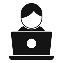 Laptop home working icon simple vector. Job search