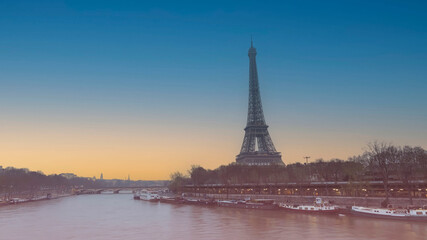 The Banner of the travel with The famous Eiffel Tower in Paris, France.