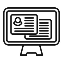 Computer job search icon outline vector. Online business