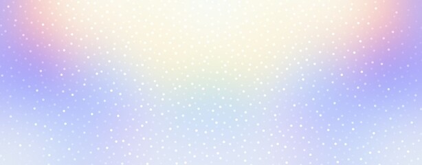 Wonderful light sky winter holidays decorative empty banner. Light blue iridescent blur background covered small glittering sparkles.