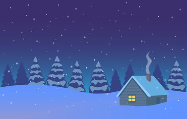Fototapeta na wymiar winter image illustration: Cartoon Winter christmas landscape Winter landscape background. Natural scenery - jpeg image illustration